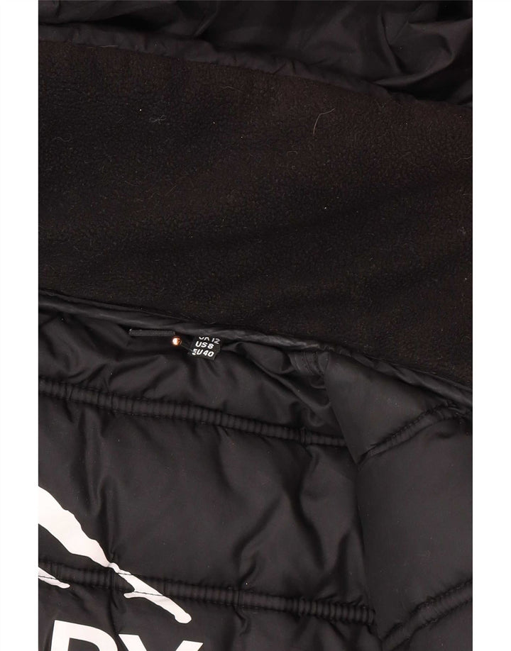 Superdry Wattierter Mantel mit Kapuze für Damen, UK 12, Mittelschwarz, Polyester