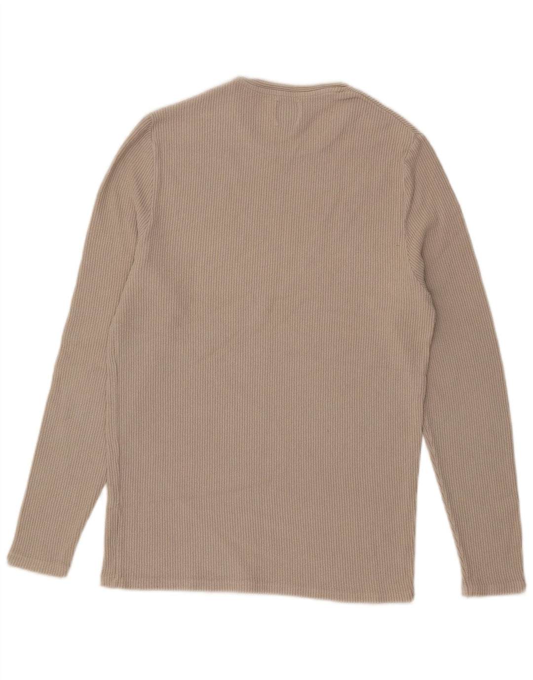 Zara Herren-Oberteil, langärmelig, mittelbeige Baumwolle