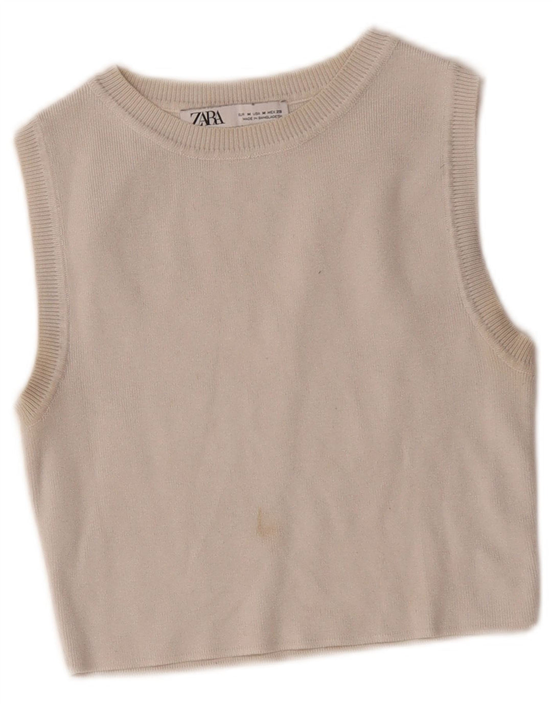 Zara Damen Crop Vest Top UK 12 Medium Off White
