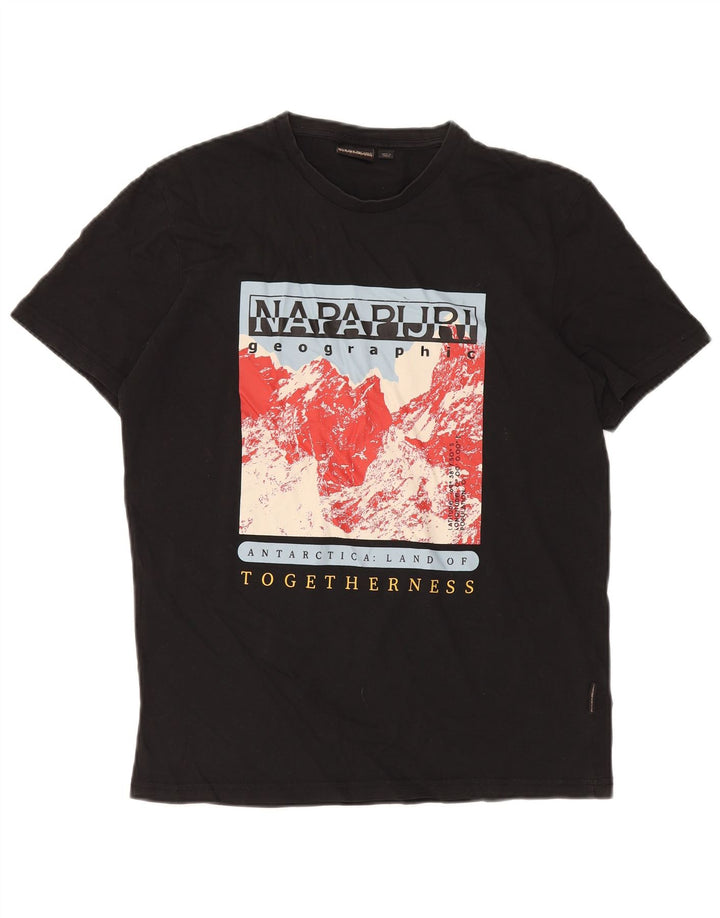 Napapijri Herren-T-Shirt mit Grafik, Mittelschwarz, Baumwolle