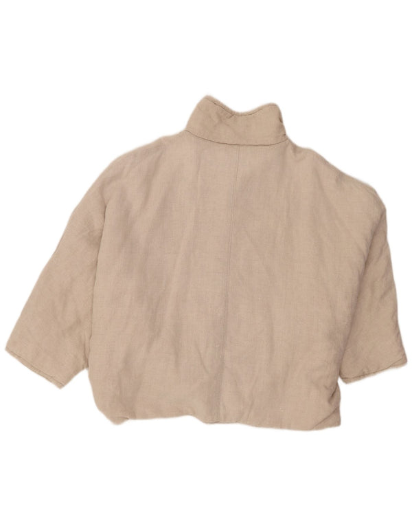Vintage Damen 3/4-Ärmel-Bomberjacke UK 16 Large Beige Colourblock