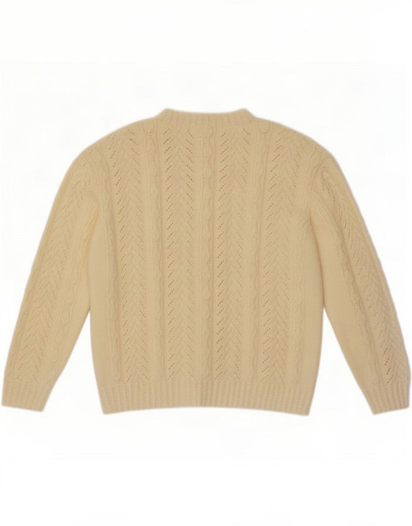 Vintage Damen Pullover mit Rundhalsausschnitt UK 18 XL Off White