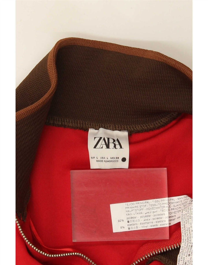 Zara Herren-Trainingsanzug-Topjacke, großes rotes Farbblock-Polyester