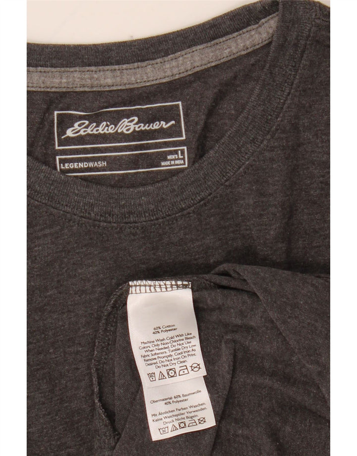 EDDIE BAUER Herren-Top, langärmelig, groß, graue Baumwolle
