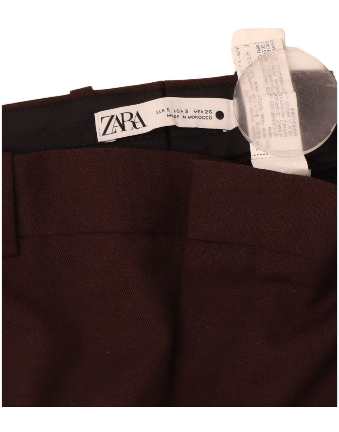 Gerade Chino-Hose für Damen von Zara, Größe S, W26, L28, Braun, Polyester
