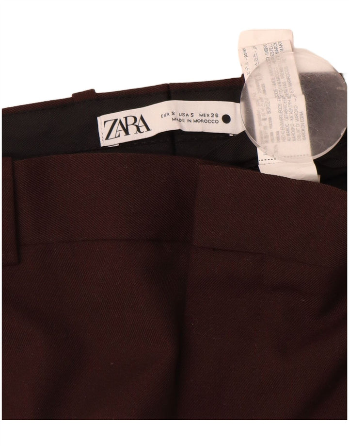 Gerade Chino-Hose für Damen von Zara, Größe S, W26, L28, Braun, Polyester