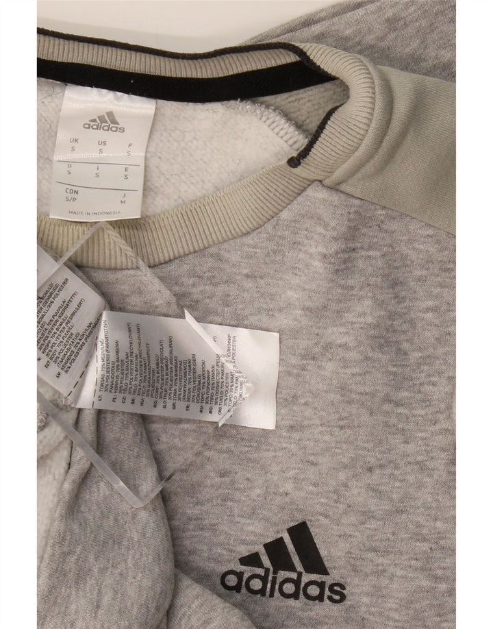 Adidas Herren Sweatshirt Pullover Small Grau Colourblock Baumwolle
