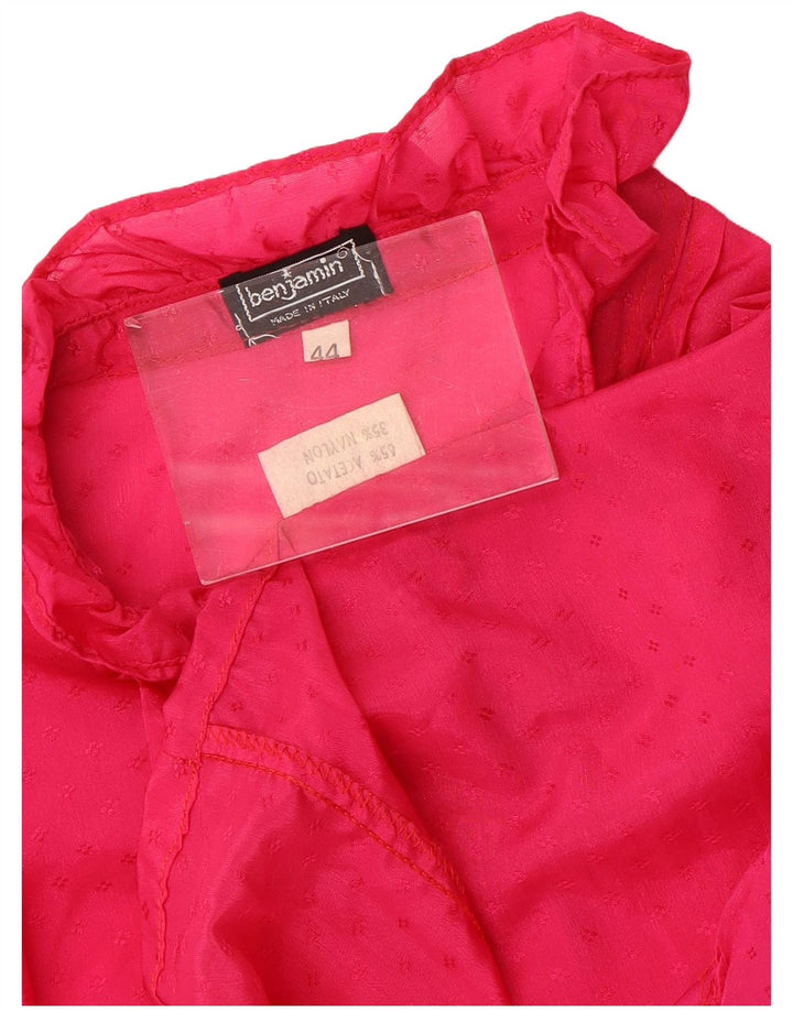Vintage Damen Hemdbluse mit Rüschen vorne IT 44 Mittelrosa Acetat
