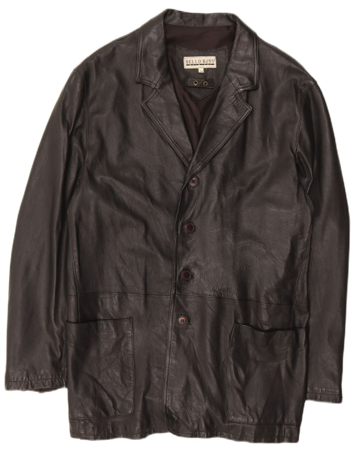 VINTAGE Mens Leather Jacket IT 54 2XL Black Leather