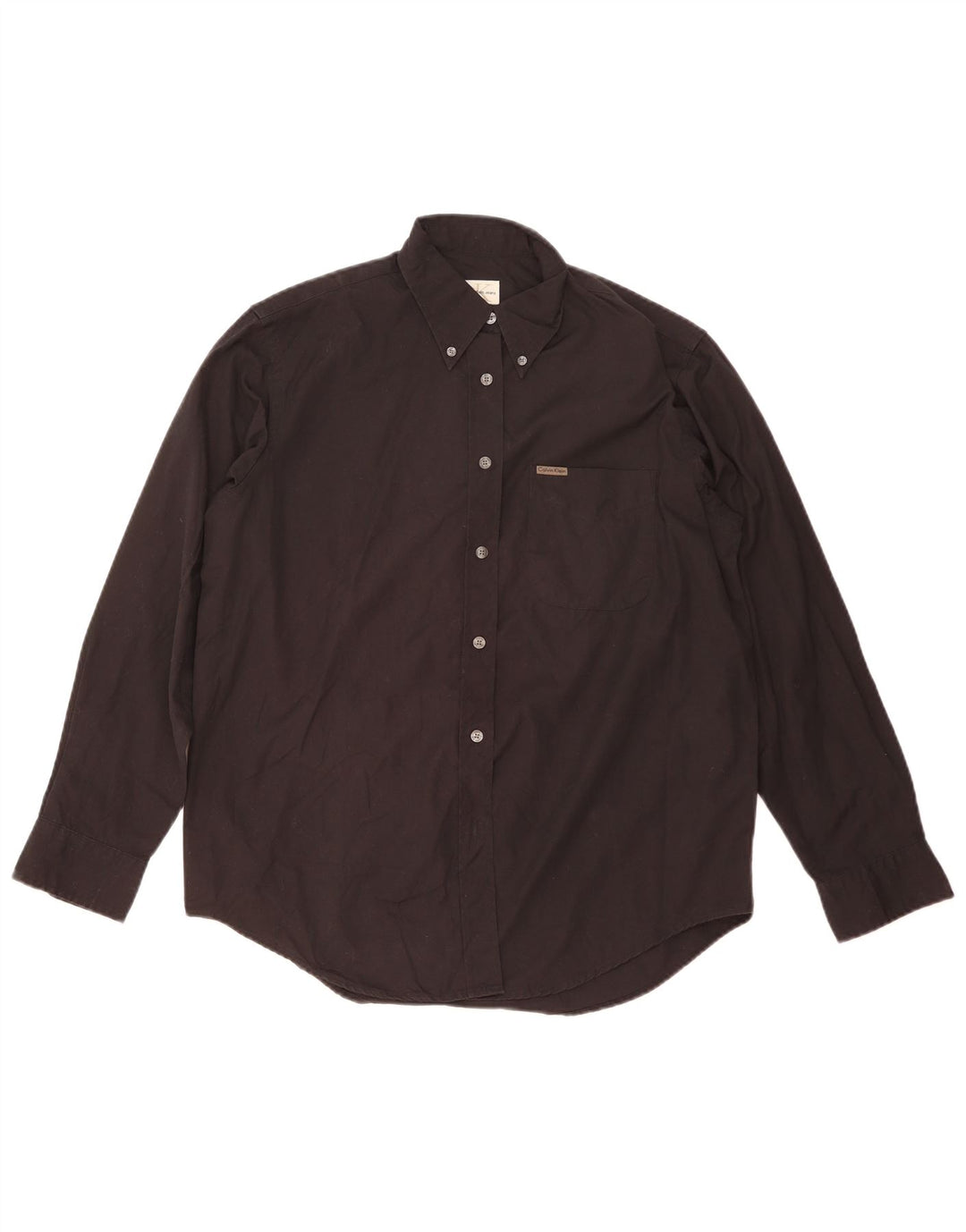 CALVIN KLEIN Damen-Oversize-Hemd UK 14 Mittelschwarze Baumwolle