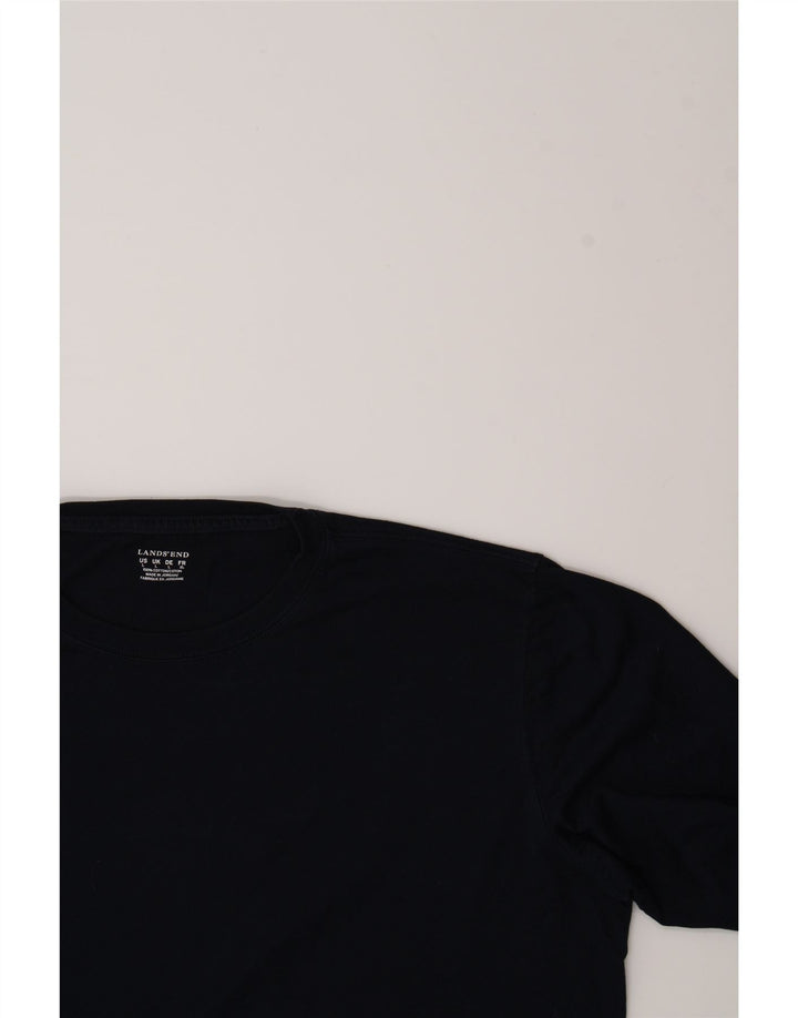 LANDS END Mens Top Long Sleeve Large Navy Blue Cotton Vintage Lands End and Second-Hand Lands End from Messina Hembry 