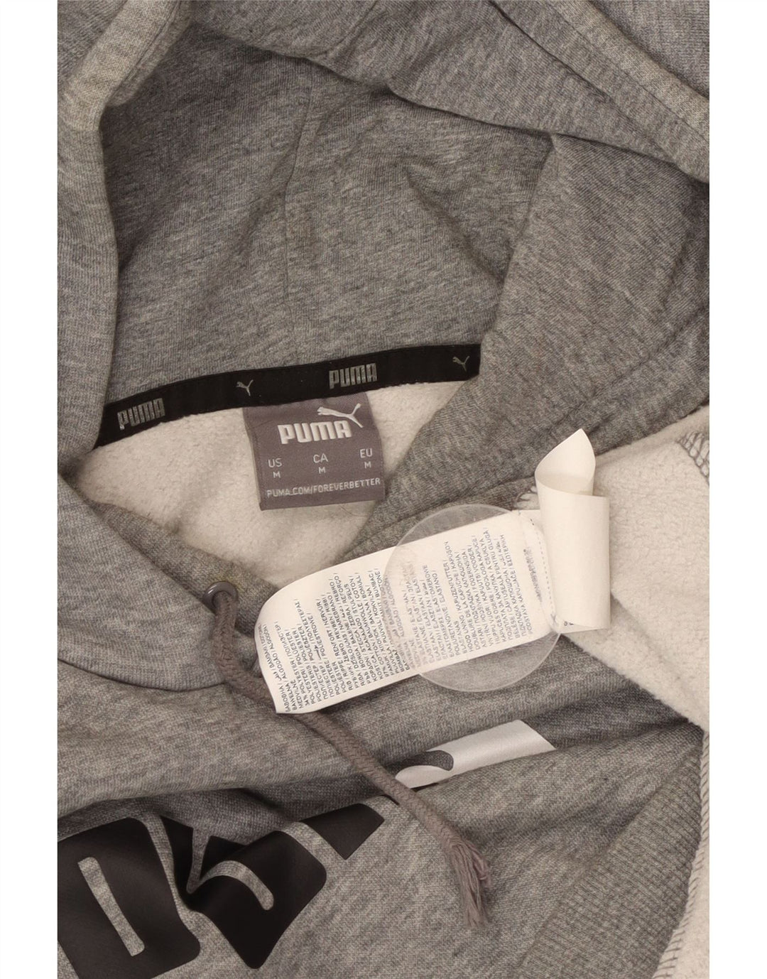 PUMA Mens Graphic Hoodie Jumper Medium Grey Cotton