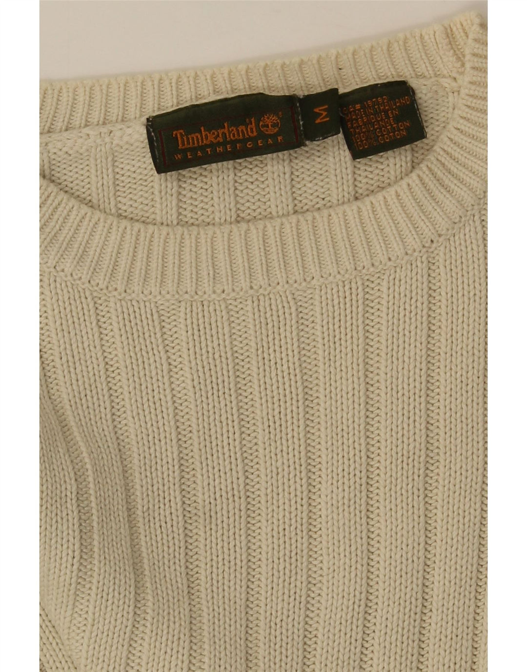 Timberland Herren-Pullover mit Rundhalsausschnitt, mittelbeige Baumwolle