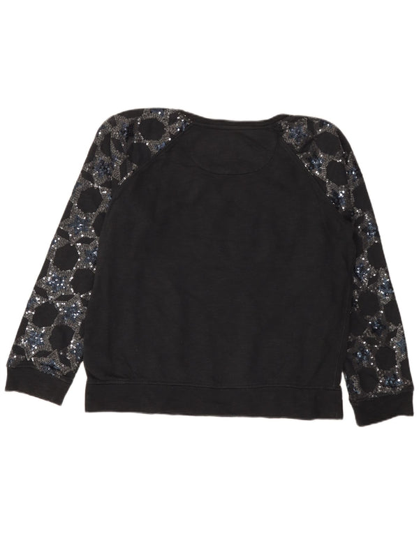 SUPERDRY Grafik-Sweatshirt-Pullover für Damen, UK 16, Größe L, Schwarz, Baumwolle