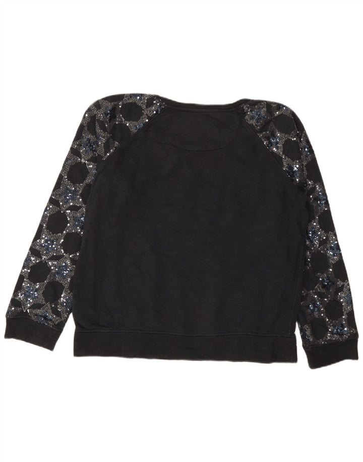 SUPERDRY Grafik-Sweatshirt-Pullover für Damen, UK 16, Größe L, Schwarz, Baumwolle