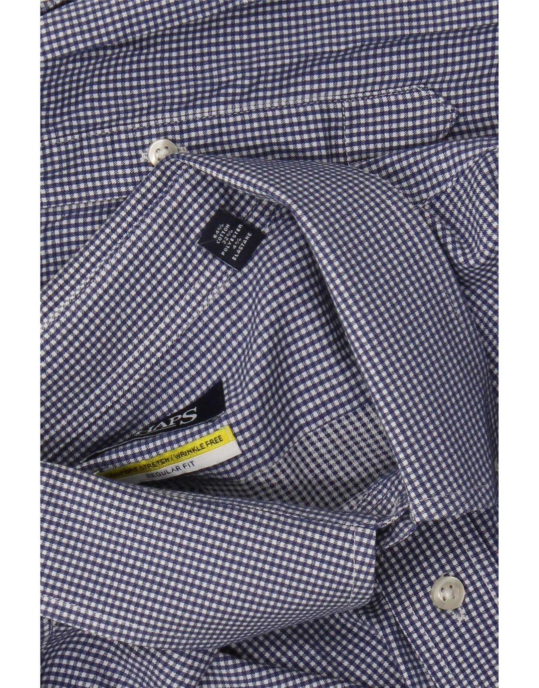 Chaps Herren-Hemd mit normaler Passform, Größe 18 2XL, blaue Gingham-Baumwolle