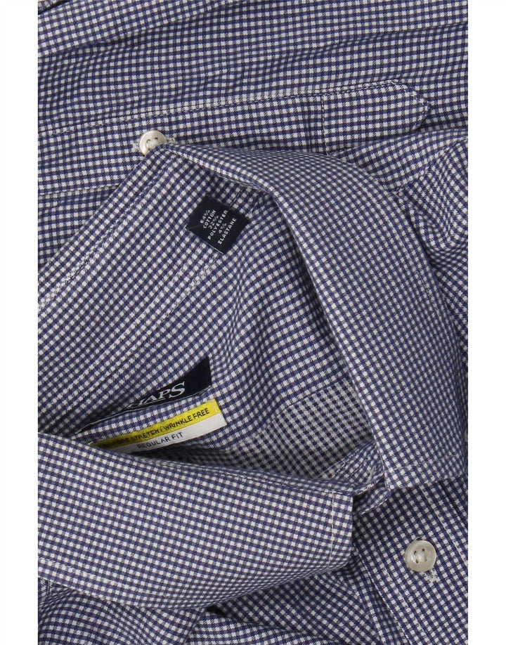 Chaps Herren-Hemd mit normaler Passform, Größe 18 2XL, blaue Gingham-Baumwolle