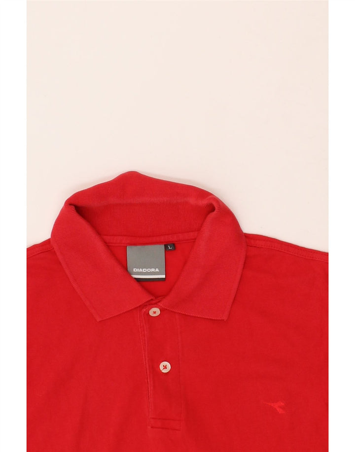 DIADORA Mens Polo Shirt Large Red Cotton Vintage Diadora and Second-Hand Diadora from Messina Hembry 