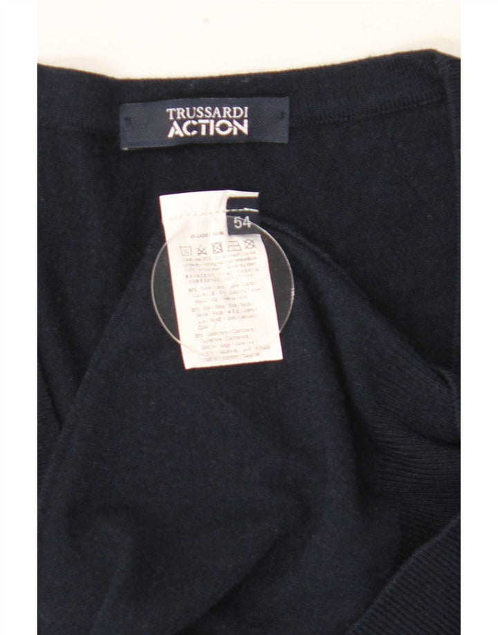 Trussardi Herren-Strickjacke IT 54 XL Marineblaue Wolle