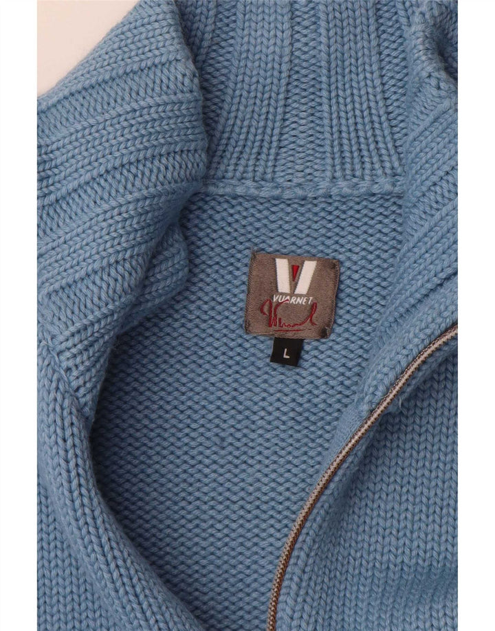 Vuarnet Herren-Cardigan mit durchgehendem Reißverschluss, groß, blau, Farbblock