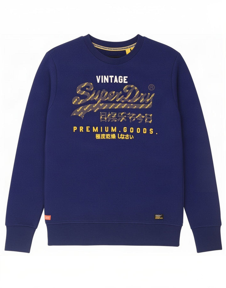 Superdry Herren Grafik-Sweatshirt-Pullover aus mittelblauer Baumwolle
