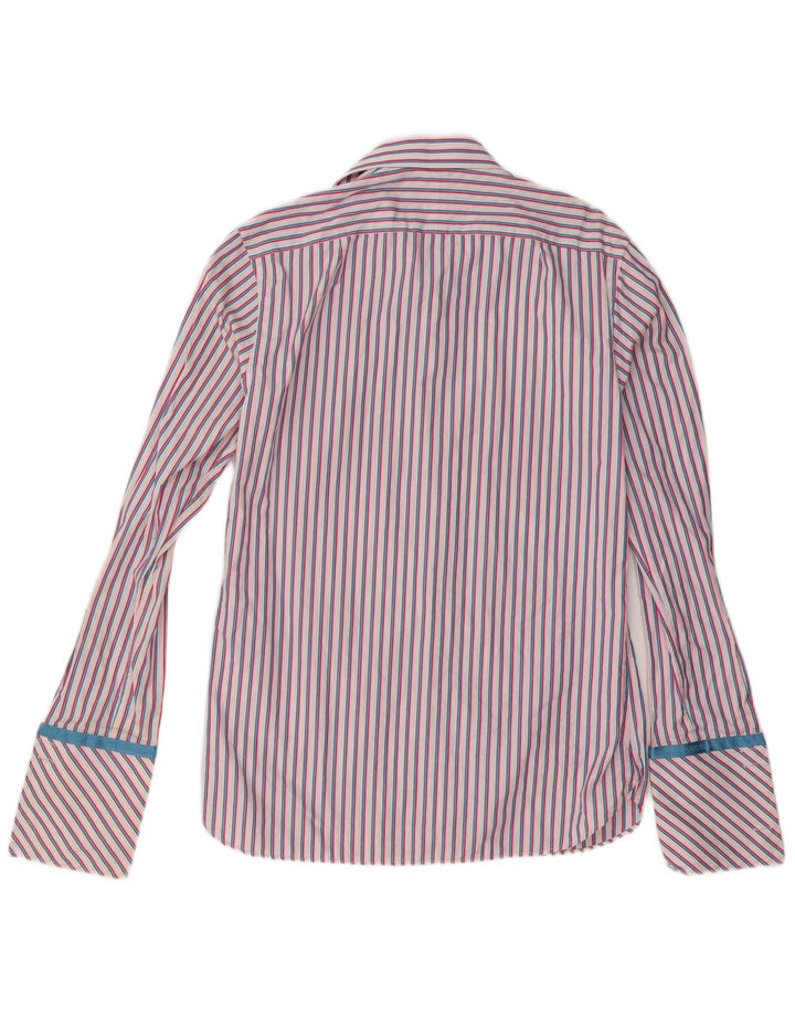 Ted Baker formelles Herrenhemd, Größe 39, 15 1/2, mittelrosa, gestreift, Baumwolle