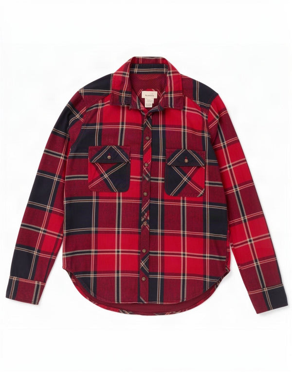 Abercrombie & Fitch Damenhemd UK 10 Small Red Plaid Cotton