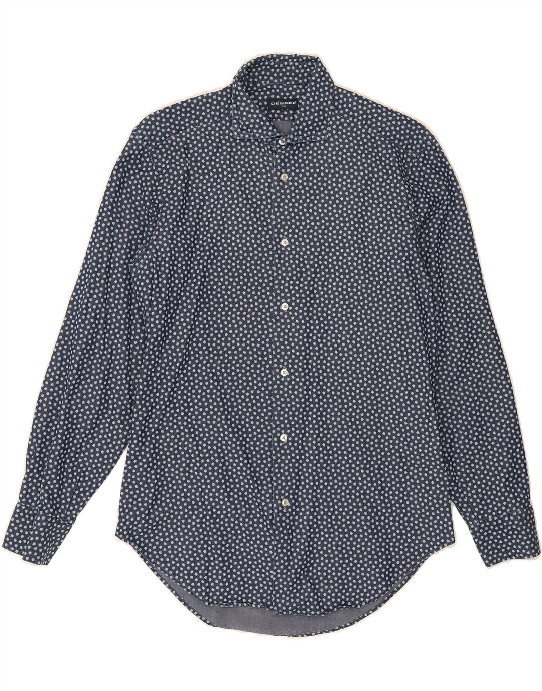 DESIREE Mens Shirt Size 39 15 1/2 Medium Navy Blue Floral Cotton Vintage Desiree and Second-Hand Desiree from Messina Hembry 