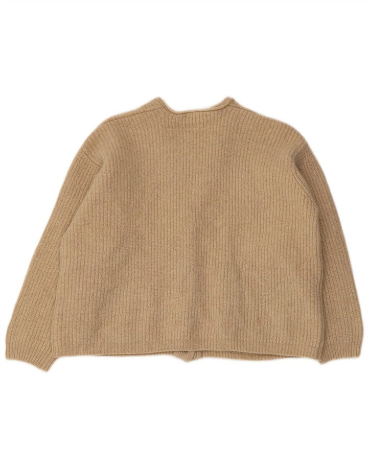 Dkny Damen-Strickjacke in Übergröße, Gr. 10, Größe S, Beige, Wolle