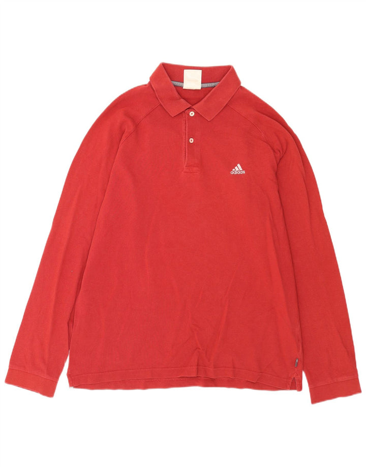 Adidas Herren Langarm-Poloshirt, große rote Baumwolle