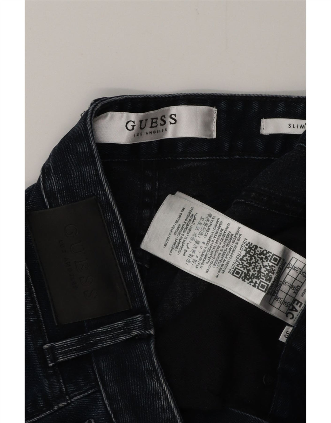 GUESS Herren Slim Distressed Denim Shorts W30 Medium Navy Blue Cotton