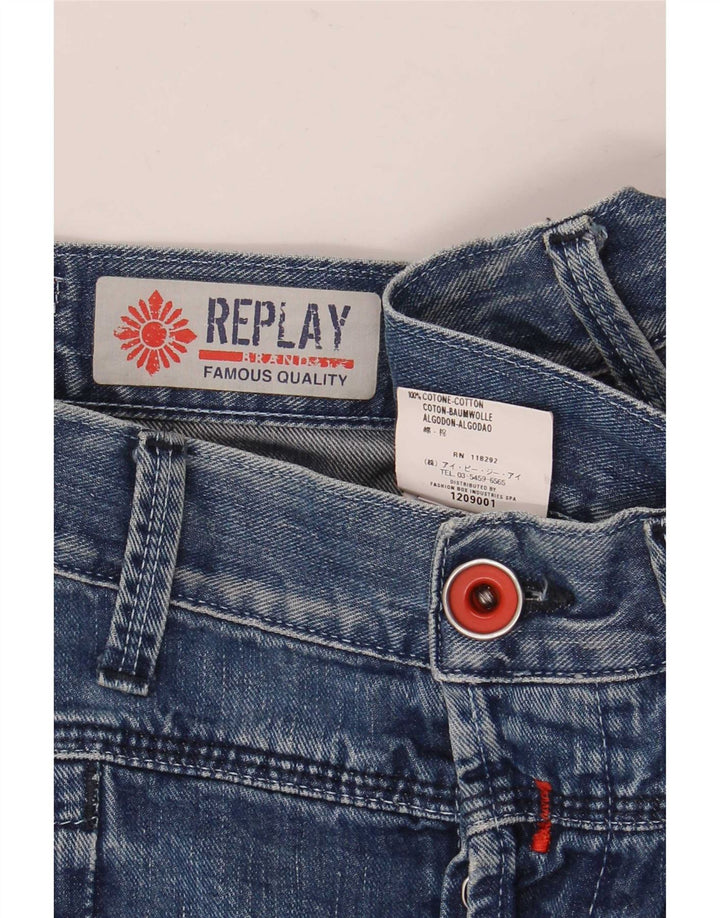 Replay Herren Bootcut Jeans W33 L36 Blaue Baumwolle
