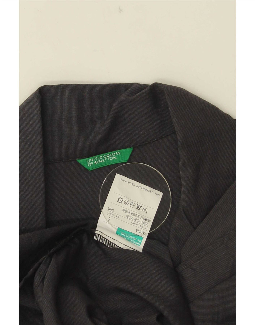 Benetton Damen-Oversize-Hemd, UK 10, Größe S, Grau, Baumwolle