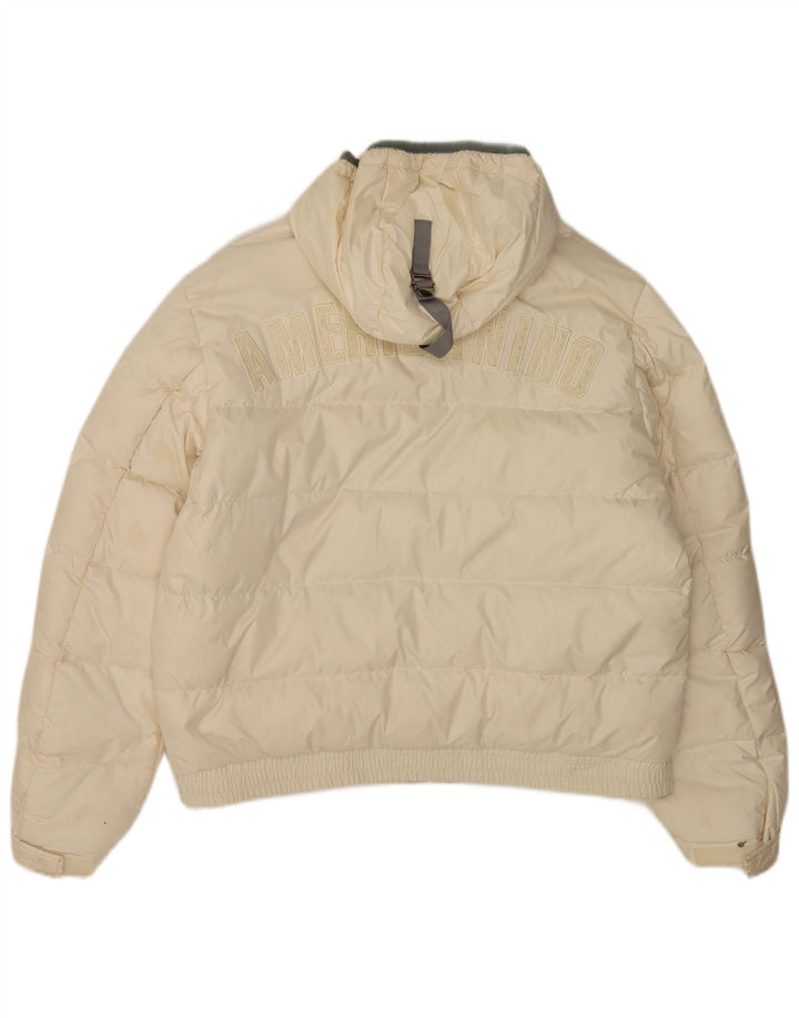 Americanino Wattierte Herrenjacke mit grafischer Kapuze, UK 40, Größe L, Weiß, Polyester