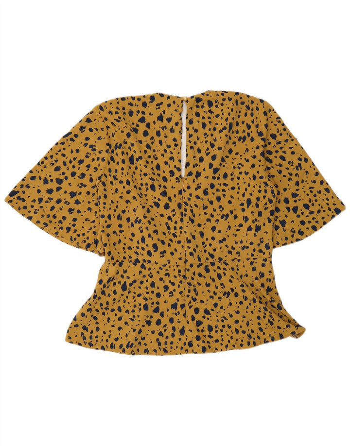 Coast Damen-Blusenoberteil UK 12 Mittelgelbes Polyester mit Animal-Print
