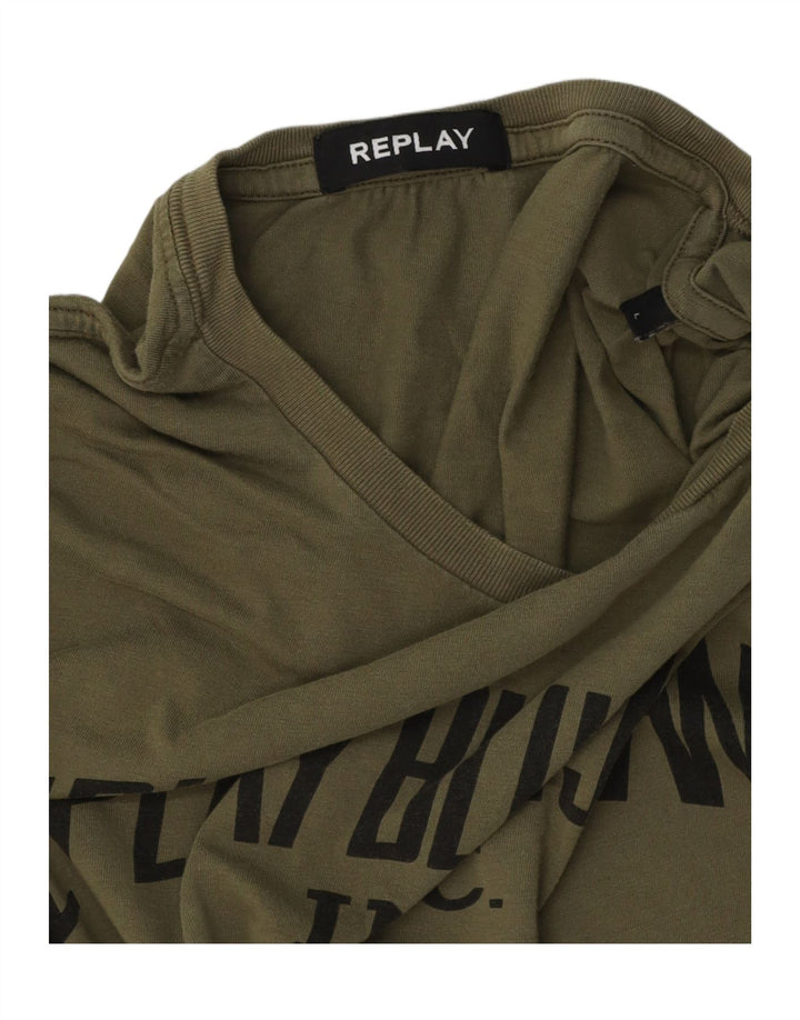 REPLAY Herren-T-Shirt mit Grafik, Größe L, Khaki