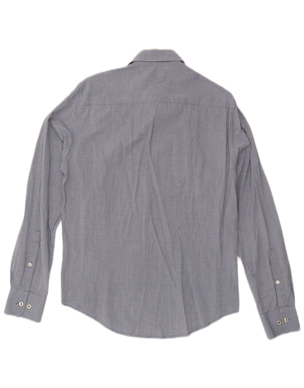 Armani Jeans Herren-Hemd mit individueller Passform, mittelblaue Nadelstreifen-Baumwolle