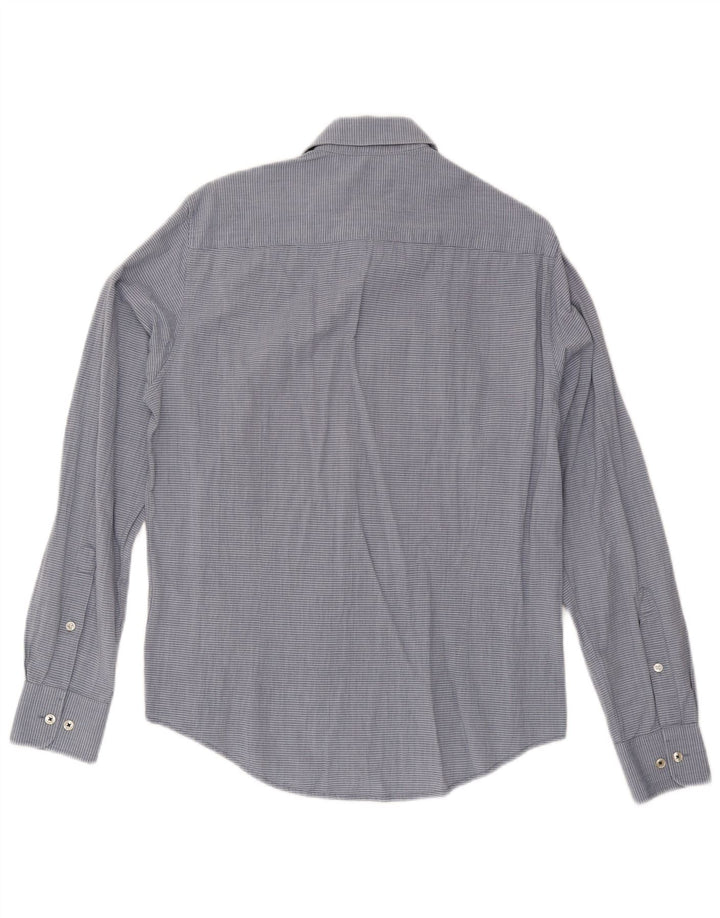 Armani Jeans Herren-Hemd mit individueller Passform, mittelblaue Nadelstreifen-Baumwolle