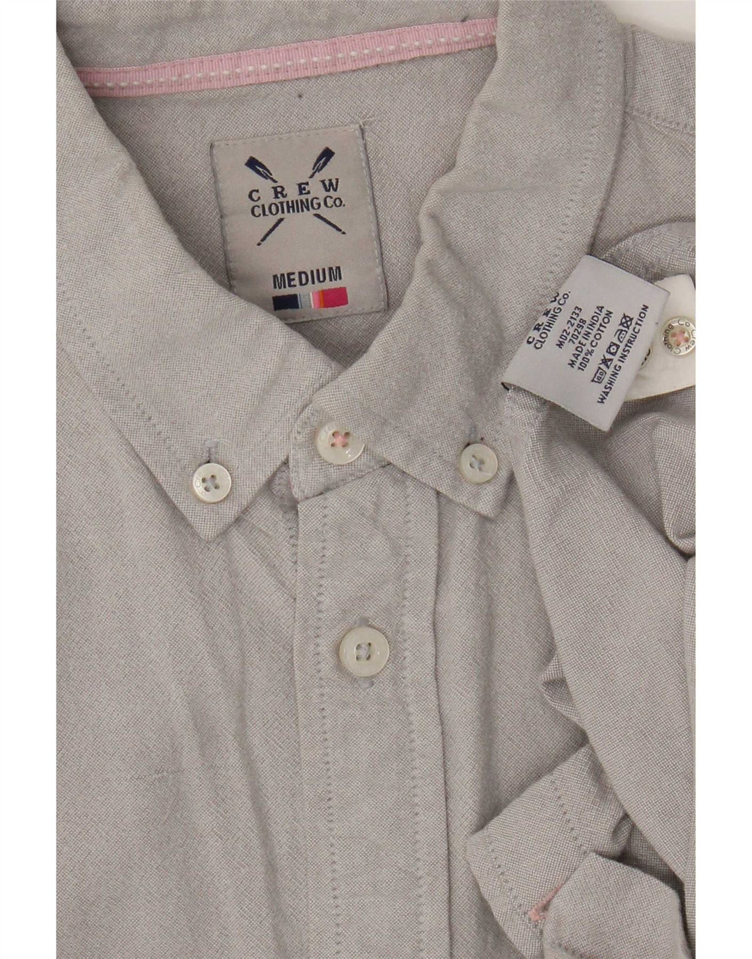 Crew Clothing Herrenhemd aus mittelgrauer Baumwolle