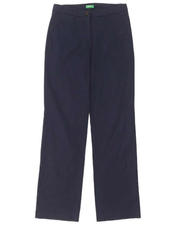 Benetton Gerade Chino-Hose für Damen, UK 8, Größe S, W28, L31, Marineblau, Baumwolle
