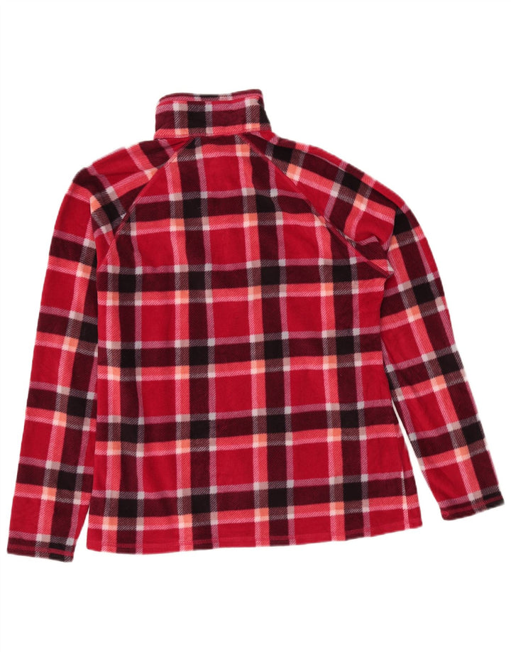 Eddie Bauer Damen-Fleecepullover mit Reißverschluss am Hals, UK 14, Mittelrot, kariert, Polyester