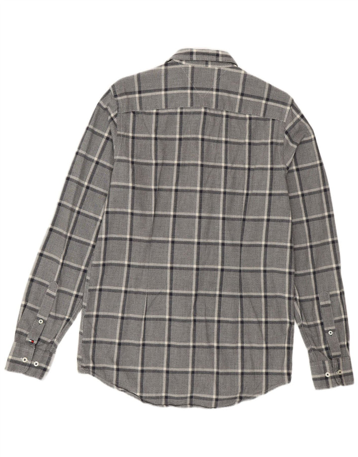 Tommy Hilfiger Herren-Flanellhemd mit schmaler Passform, mittelblau, kariert, Baumwolle