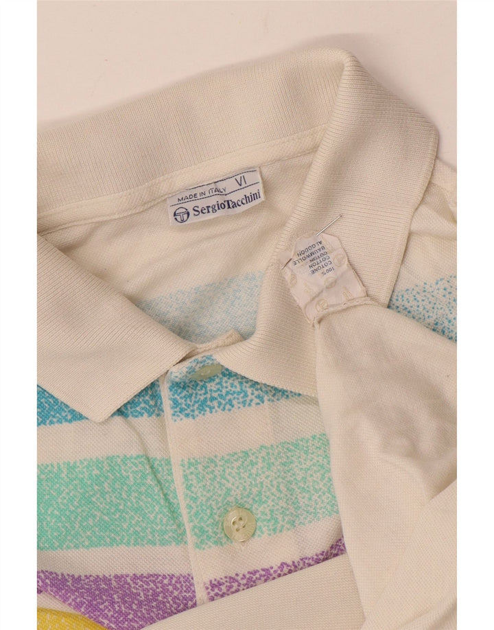 Sergio Tacchini Herren-Poloshirt aus mittelweißer, gestreifter Baumwolle