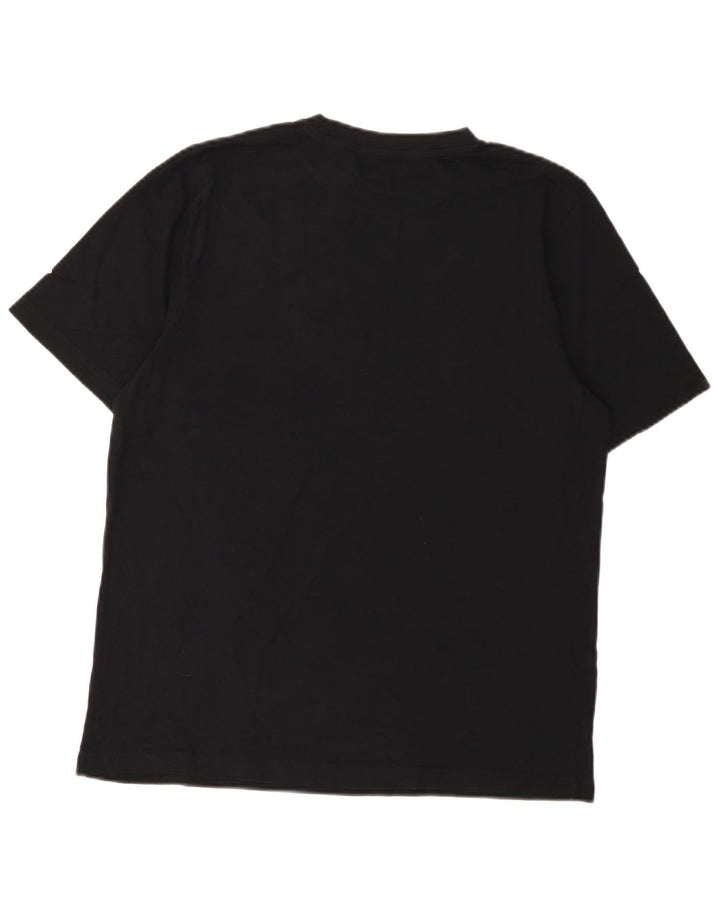 Kappa Herren Grafik-T-Shirt-Oberteil aus mittelschwarzer Baumwolle
