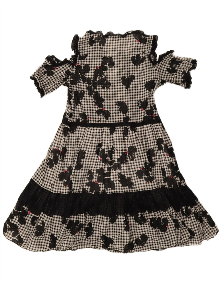 Liu Jo Damen-Stufenkleid IT 42 Mittelschwarze Gingham-Baumwolle