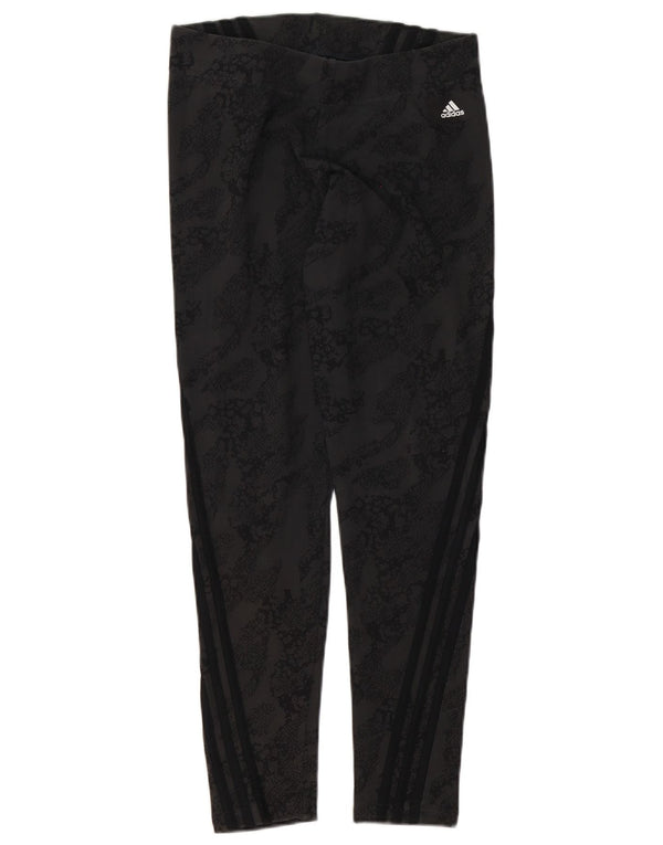 Adidas Damen Leggings UK 12/14 Mittelschwarze Baumwolle mit Animal-Print