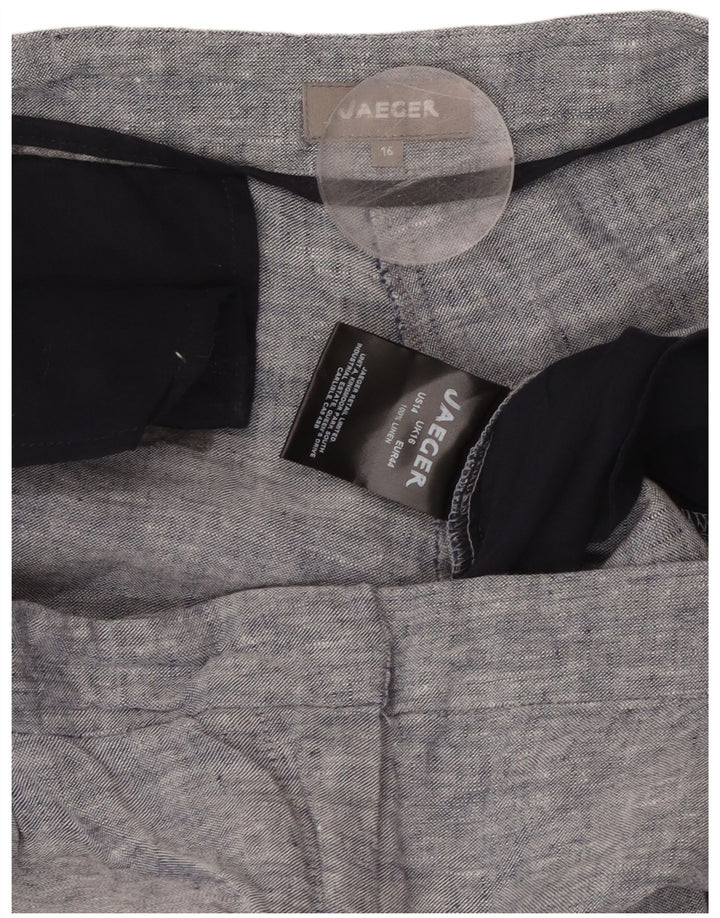 JAEGER Gerade geschnittene Damenhose UK 16 Large W36 L25 Blaues Leinen