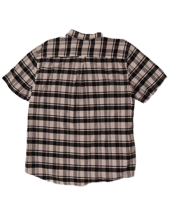 Hurley Herren-Kurzarmhemd XL, weiß karierte Baumwolle