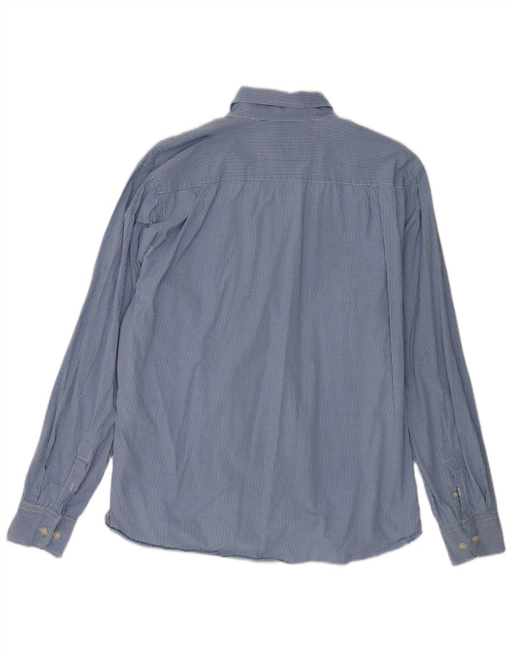 Mistral Herrenhemd XL, blaue Gingham-Baumwolle