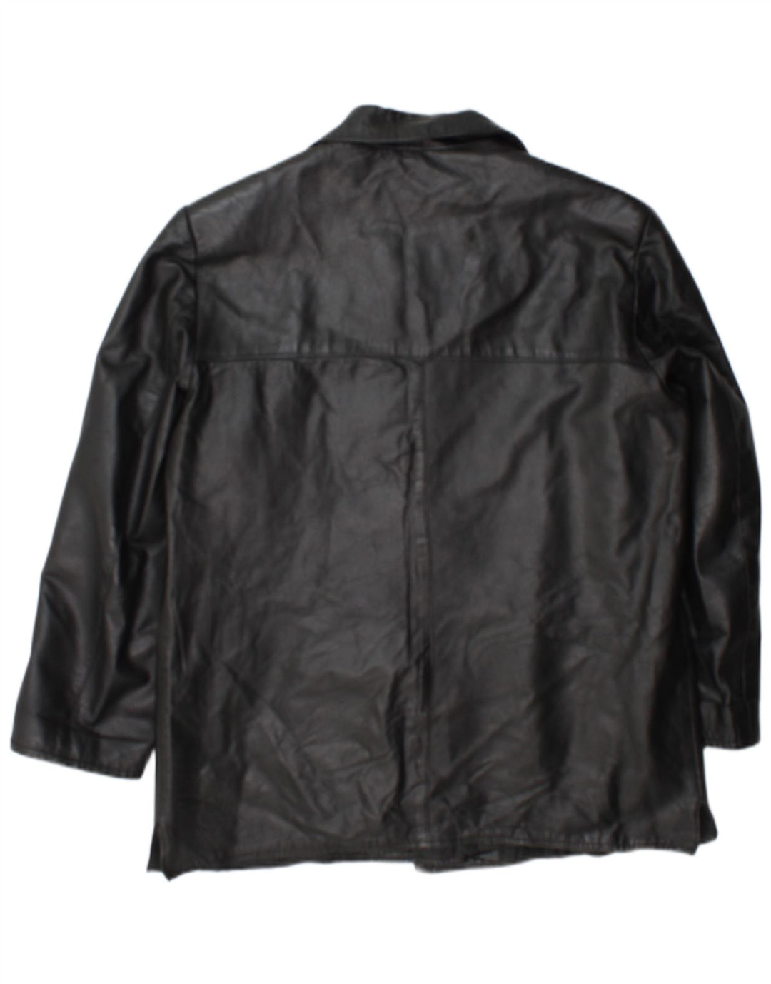 Vintage Damen 3 Knopf Leder Blazer Jacke UK 18 XL Schwarzes Leder